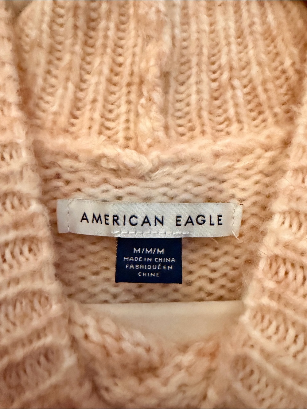 American Eagle Outfitters Cream & Peach Fair Isle Mock Neck Sweater - Picture 2 of 3
